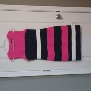 Tommy Hilfiger Colorblock Sheath Dress Size 8 Pink And Black W/White Accent
